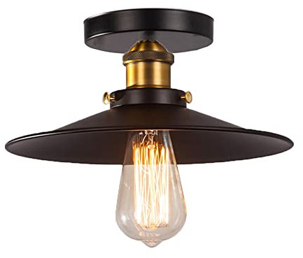 Deckenlampe E27 Lustre Vintage Retro Deckenleuchte Edison Black Retro Industrielle Metal Lamp Copperhead Eisen Küche Loft Bar Schlafzimmer flur Wohnzimmer Esszimmer restaurent (22cm)