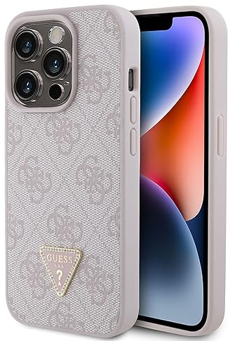 CG Mobile Guess Custodia in Pelle PU con Triangolo Strass 4G & Triangolo Logo per iPhone 15 Pro