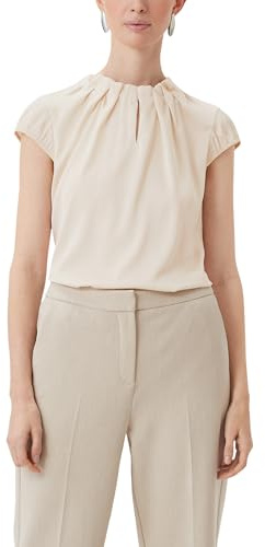 comma Blusa in Raso con Arricciatura, Beige - 8102, 44