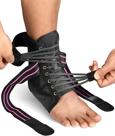 Fitomo Chevillere de Maintien Sport, Attelle de Cheville à Laçage Rapide avec Attelle Latérale Amovible, pour Récupération d'entorse de Cheville pour Basket-ball, Tennis, 1 PC