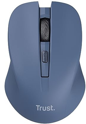 Trust Mydo Mouse Wireless Silenzioso, 82% Plastica Riciclata, 1000-1800 DPI, Microricevitore USB, RF 2.4GHz, per Mano Sinistra e Destra, Mouse Senza Fili per PC, Computer, Laptop, Mac - Blu