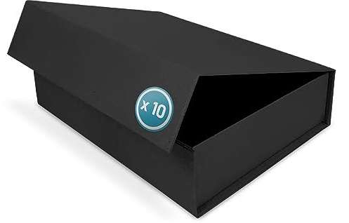 Verpackungswelt Geschenk-Box mit Deckel | 31 x 22 x 7 cm | Magnet-Verschluss | Hochzeit, Geburt, Weihnachten | Geschenk-Verpackung in Schwarz