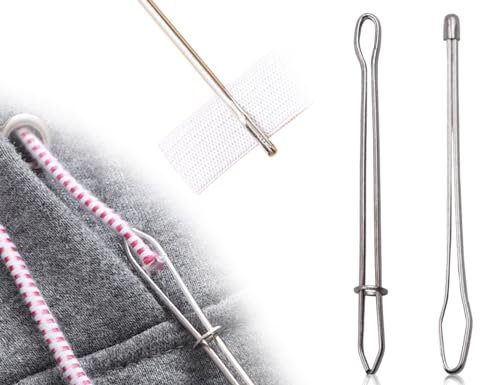 KAPSING 2 Stück Durchziehnadeln Kordelzug, Einfädelhilfe, Einfädler Tweezer, Elastische Kordel Durchziehnadeln, Gummiband Einfädler, Gewindewerkzeug für DIY