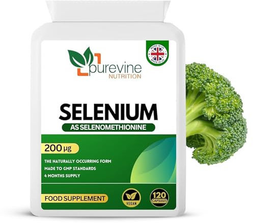 Selenium 200µg 120 Capsules - Essential Daily Antioxidant Mineral Supplement for Immune Support and Hair and Nail Care - Contributes to Normal Thyroid Function