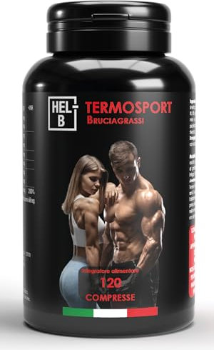 Termosport | Brucia Grassi Potente e Veloce con Arancio Amaro, Guaranà e Carnitina | Dimagrante Forte per Donna e Uomo | Acceleratore del Metabolismo | 120 Compresse | HEL-B