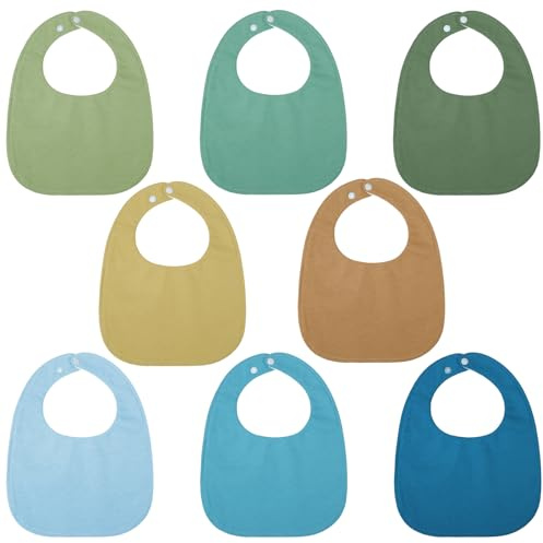 Lanjue 8 Pack Baby Bandana Bibs, Waterproof Cotton, 0-36 Months