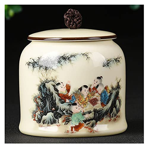 SilteD Tarros de té Recipiente de té de Almacenamiento Caja de té Pintada Grande Tarro de Almacenamiento de Porcelana Caja de Dulces de Porcelana Tanque de Almacenamiento de Especias Contenedor de