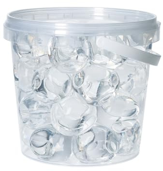 trendfinding 1 Liter Eimer aus Kunststoff mit Deckel Deko Hydro Wasser Perlen Kugeln künstliche Blumenerde Aquaperls Aqualinos zum Dekorieren (Kristall_XXL)