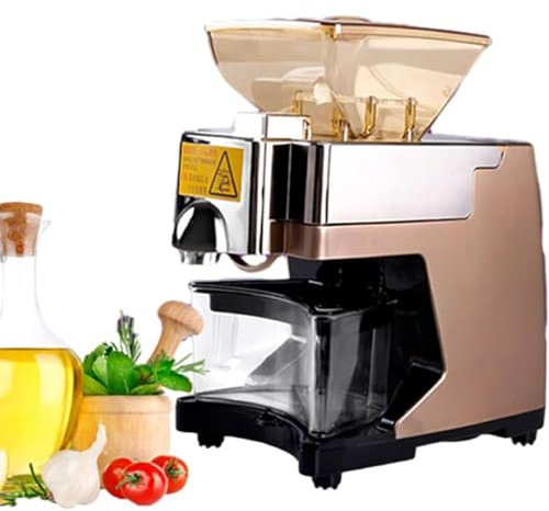 Oil Press Machine, Hot/Cold Automatic Electric Oil Extractor Presser, Stainless Steel Home/Commercial Oil Expeller Grinder,Small multifunctional 110v/220v for Soybean/Peanut/Sesame/Sunflower/Seeds/Coc