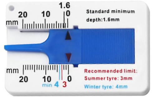 Reifen Profiltiefenmesser, 0-20 Mm Kunststoff Tiefenmesser Reifen Messbereich Profilmesser Reifen Tragbar Tiefenmessschieber Profiltiefen-Messgerät