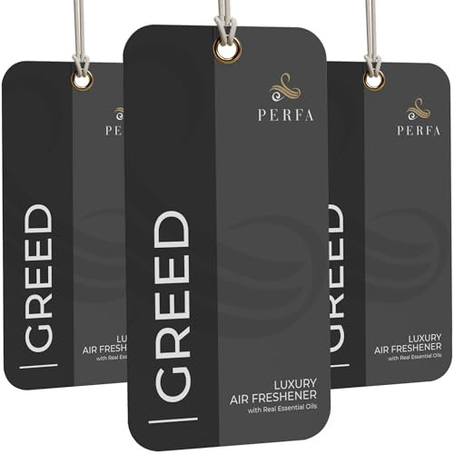 3PCS Greed Disposable Card Car Air Fresheners for Men | Long Lasting Car Air Freshener with Greed Fragrance | Lasts for 1 Week | Strong Automotive Perfume with Odour Eliminating Technology by Perfa