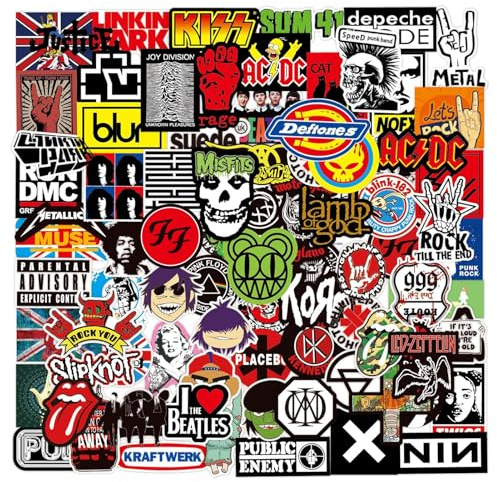 200PCS Rock and Roll Music Stickers, Trendy Music Band Stickers Packs for Classic Rock, Colorful VSCO Waterproof Vinyl Decal for Laptop Bicycle Water Bottles Skateboard Luggage
