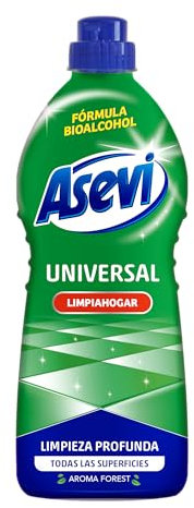 Asevi - Limpiahogar con Bioalcohol Universal - Limpiador para Todo Tipo de Suelos y Superficies - Abrillanta sin Dejar Marcas - Secado Rápido - Aroma Forest Duradero - 1100 ml