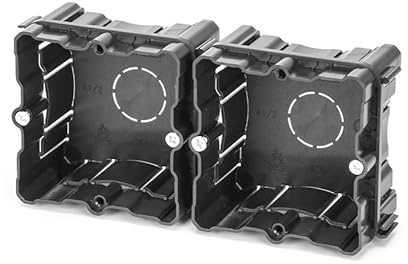 Scatola da incasso con doppi meccanismi in elegante nero. Ideale per installazioni moderne, combina design e funzionalità. Robusto e facile da montare, perfetto per qualsiasi spazio.