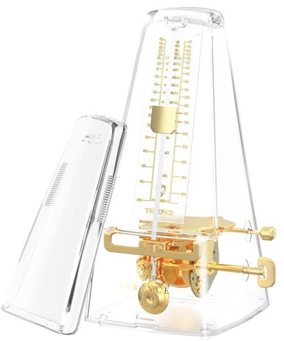TERENCE Mechanisches Metronom für Gitarre Bass Klavier Violine Bass Metronom mit hoher Präzision Traditionelle Pyramide Transparent Geschenke für Männer und Frauen
