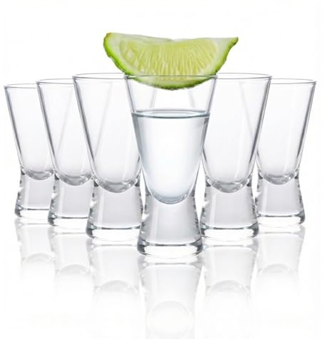 Chabrias Ltd Pack of 6 35ml V-Shaped Shot Glasses - Heavy Base Italian Glass, Dishwasher Safe, For Vodka, Tequila, Espresso, Baby Guinness & Dessert Serves, Ideal for Home Bars & Gifting (6 pack 35ml)