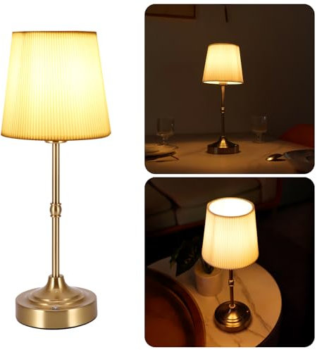 Kinberry Lampe de table vintage à piles rechargeables (contient une ampoule E12), lampe de chevet à intensité variable pour chambre à coucher, 3 couleurs, lampe LED romantique sans fil pour salon, bar