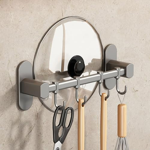Enigmaire Hakenleiste küche,Hängeleiste Küchenreling,Küchenrelingsystem,Küchenhakenleiste,ohne Bohren Hängeleiste für Küchenutensilien,mit Haken,für Garderobe Schlafzimmer Schrank Badezimmer Küche