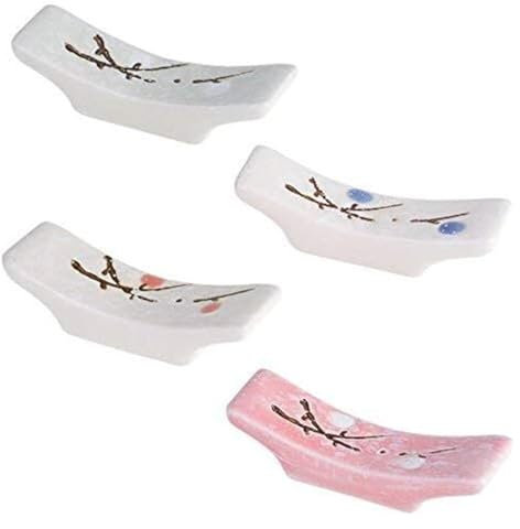 DXZXDJIU Portabacchette in Ceramica, portabacchette, Set di 4 Pezzi di Supporto for Bacchette in Ceramica in Stile Giapponese, Supporto for Cucchiaio, forchetta e Coltello