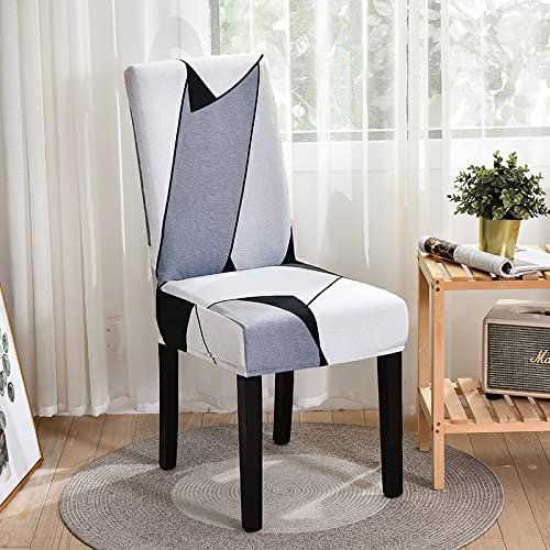 Moderne Stretchhussen für Esszimmerstühle, abnehmbar, waschbar, Schonbezüge in Schwarz, Grau, Weiß, Spandex, Stuhlhussen für Küchenstühle, elastische Stuhlschoner für Esszimmer, 4 Stück