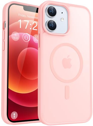 PuyaTeya für iPhone 12/12 pro Hülle, mit Magnetisch, Militärschutz Transluzent matt stoßfest Anti-Kratzen/Anti-Fingerprint/Anti-Glatte Handyhülle für iPhone 12/12 pro (Rosa)