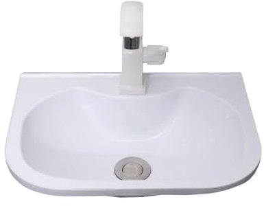 XRB2050 Lave Main Montage Mural, 38x28x12 cm Blanc Lave Mains Plastic, Lave Main Suspendu Pour Salle De Bain Vestiaires ou Buanderies Garage Cabine de Toilette E Plastique Robinet