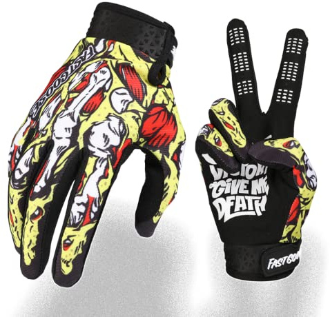 Fast passion Skeleton-Paw Guanti da Moto per Uomo e Donna, Guanti da Ciclismo Traspiranti, Guanti da Dirtbike per ATV MTB Motocross Racing (Giallo01, XL)