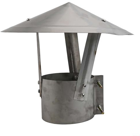 304 Edelstahl Schornsteinkappe Pilzförmiger Regenhut für Ofenrohr Kamin, Winddichte Schutzkappe Ende, rundes Design, Silber, 100 mm Rohrdurchmesser