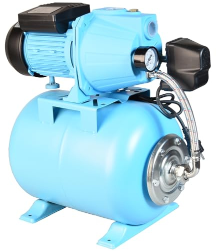 Hauswasserpumpe SET 100S mit 24 Liter Tank - Wasserpumpe (3600l/h, 1100W, Förderhöhe 50m) - Membrankessel 24L - Hauswasserautomat mit Druckschalter - Jetpumpe - Hauswasserwerk - für Bewässerung Garten