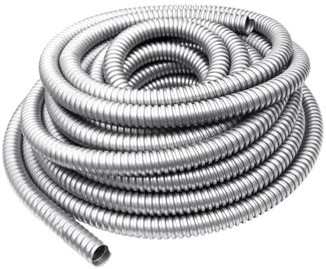 NIDAYE 25 ft 1/2 Inch Reduced Wall Flexible Metal Conduit, Galvanized Steel Outdoor Electrical Conduit for Greenfield Wiring, Cable Management