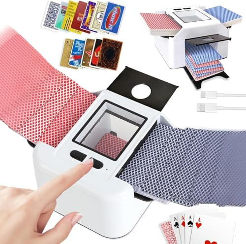NXPZ Barajador de Cartas Automático, Barajador Eléctrico para 1-2 Barajas, Modo Automático y Manual, Recargable 2000 mAh, Portátil y Silencioso, para Póker, UNO, Blackjack, Skip-BO