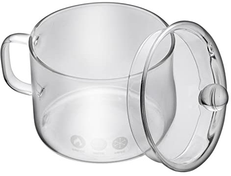 OQHAIR Cacerola de Vidrio para Calentar la Estufa con Tapa, vaporera para microondas para cocinar Cacerola y Tapa para microondas