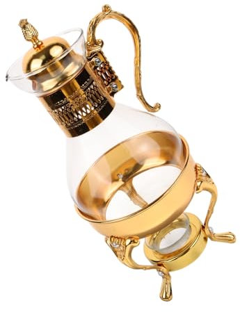 Alipis Teiera Araba in Vetro Bollitore Per Caffè in Vetro Teiera Vintage Bollitore Per Caffè Caffettiera in Retrò Riscaldabile Completo Tazze e Vassoio Design Mediorientale