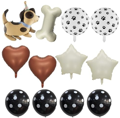 SGSCFG 12 Stücke Hunde Themenpartyballons, Cartoon -Tierballons, Haustierblasbarballs, Liebesgeburtstagsballons, Partydekorationen.
