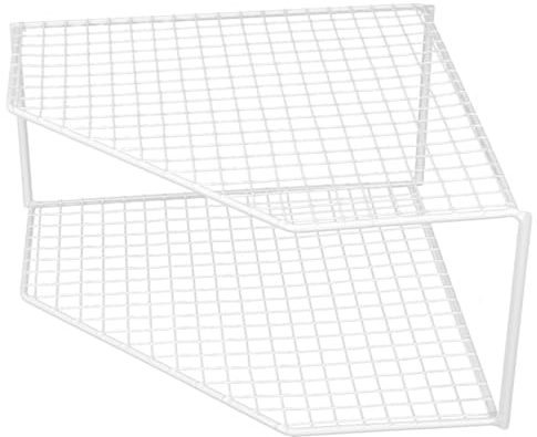 BESTOYARD 2-tier White Corner Table Top Organizer Kitchen Pan Rack Iron Pot Holder Multi-function Shelf for Household Cabinet Drainage Storage