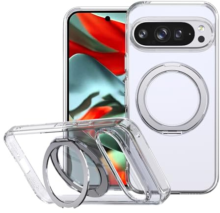 Lunivop telefonfodral kompatibelt med Google Pixel 10 Pro XL fodral klart 360° roterad ringhållare 【Kompatibel med Magsafe】 Magnetiskt ställ militär – klassskydd för Pixel 10 Pro XL 6,8 tum klart