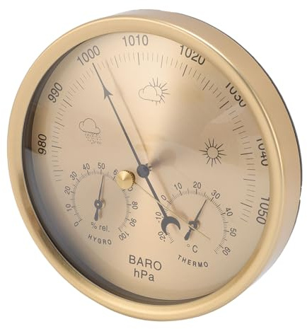 Candeon 3 In 1 Barometer Thermometer Hygrometer, 132mm/5'' Dial Type Mechanical Weather Station, Aluminum Alloy O Wall Hanging Utdoor Indoor Barometer For Home Wall, Fishing Boat
