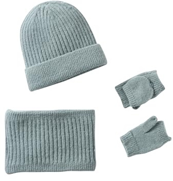 Vertbaudet Mädchen Set: Mütze, Rundschal & 2-in-1-Handschuhe salbeigrün 86/98