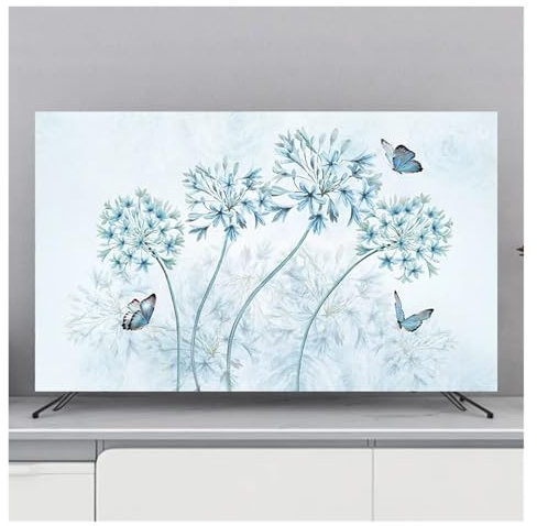 GSJNHY Copertura TV antipolvere in tessuto Floreale Appeso Scrivania Curvo Universale per televisori(Color-13,55Inch(130x80cm))