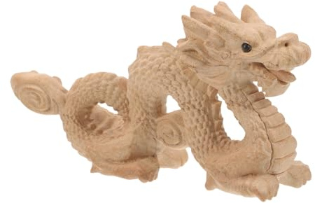 Toyvian Chinesische Holzdrachen Figur als Tischdekoration für Büro oder Wohnzimmer Kunstvoll Geschnitzt Symbolisiert Glück und Wohlstand Einzigartige Handgefertigte Drachendekoration