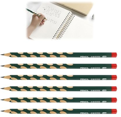 6 Piezas Lápiz Ergonómico Triangular HB, Lápiz para STABILO EASYgraph S Diestros Aprender a Escribir, Pack de Grafito con Zona Antideslizante, Apto para Diestros y Zurdos, Uso Escolar Color Verde