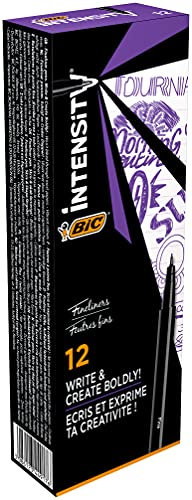 BIC Intensity Fine, Pennarelli Punta Fine Viola, Punta in Feltro (0.4 mm), Fineliner Ideali per Appunti, Scrittura Creativa e Disegno, 12 Unità