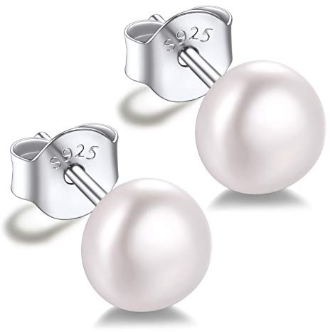 Silvora Pendientes Plata 925 Mujer Perla Agua Dulce 6mm Regalo Madre
