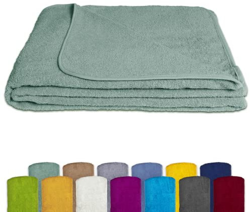 KiGATEX Frottee-Decke aus 100% Baumwolle - Sommer-Decke, Tagesdecke, Bettdecke, Strandtuch - Waschbar - Öko-Tex Zertifiziert - 150x200 cm - Jade