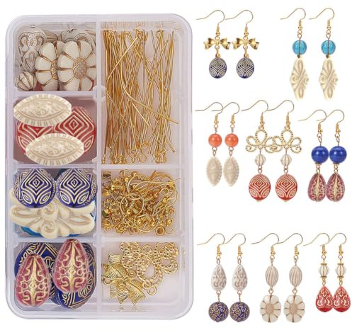 SUNNYCLUE 1 Box DIY Acryl Ohrringe Selber Machen Ohrring Making Kit Mit Anleitung, Aluminium Verbinder, Messing Perle Spacer, Tibetische Spacer Perlen, Messing Ohrhaken Für Anfänger In Der Schmuckhers
