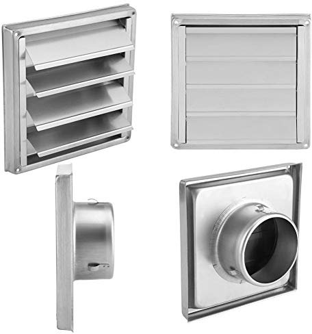 Vents - 100mm Stainless Steel Air Vent Square Tumble Dryer Extractor Wall Air Vent Exhaust Cover Outlet