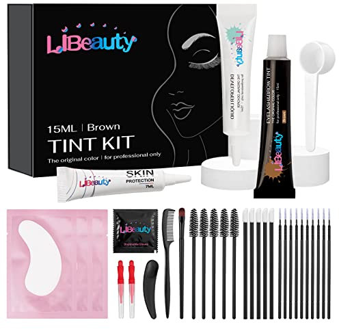 Libeauty Kit tinta per sopracciglia della durata di 8 settimane per colorazione professionale di sopracciglia o ciglia (colore marrone)