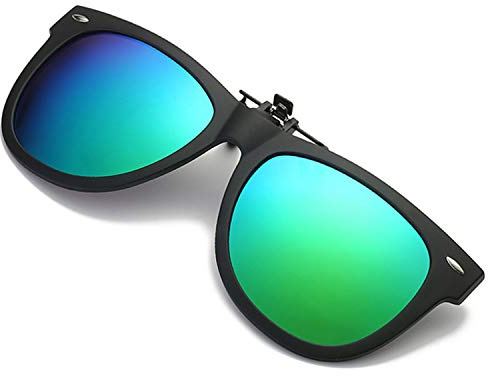 FRAZALA Polarized Clip on Sunglasses over Prescription Glasses Anti-Glare UV Protection Sunglasses Clip on Glasses Unisex (Green)