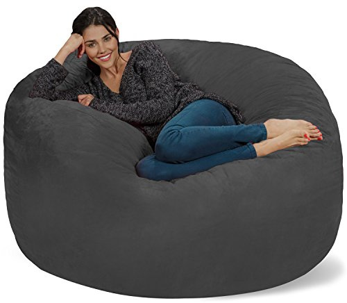 Chill Sack Bean Bag Chair Cover, 5-Feet, Microsuede - Charcoal