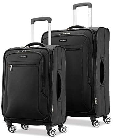Samsonite Ascella X Softside Erweiterbares Gepäck mit Spinnern, Schwarz, 2PC (SP20/25), Ascella X Softside Erweiterbares Gepäck mit Spinnern